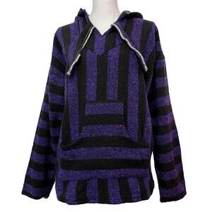 San Jose Baja Hoodie Striped Pullover Mexican Blanket Streetwear L